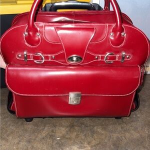 McKlein Red Leather Traveling Briefcase Bag